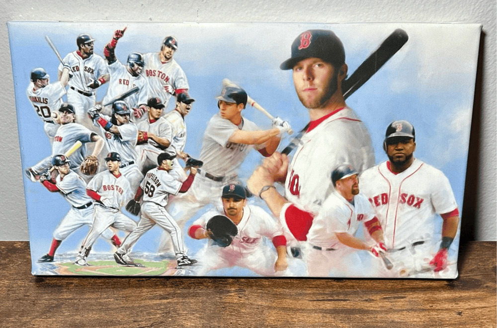 Vtg Boston Red Sox 14x8 Canvas Print MLB World Series Big Papi Pedroia Manny